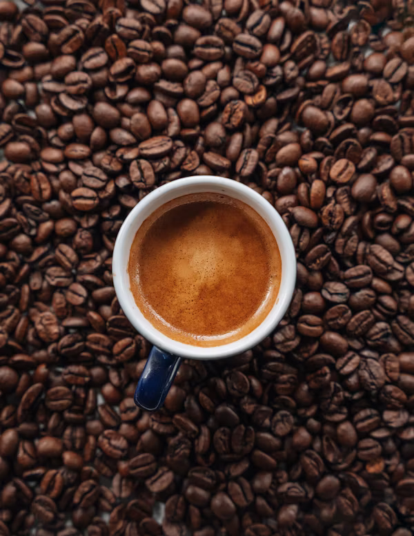 Coffee beans and mug